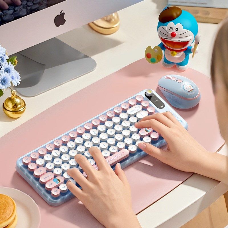 哆啦A梦 键盘鼠标套装 无线键盘鼠标套装笔记本电脑家用办公键鼠