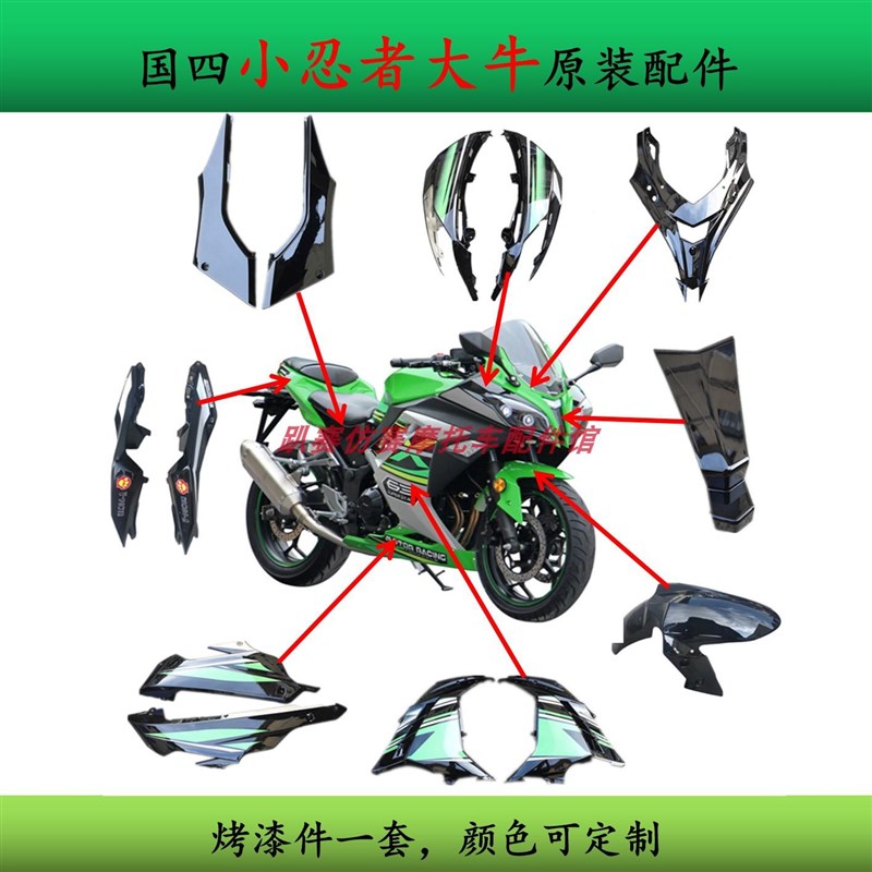 国产小忍者大牛摩托车全车外壳V6嘉爵N19配件跑车全套车壳地平线