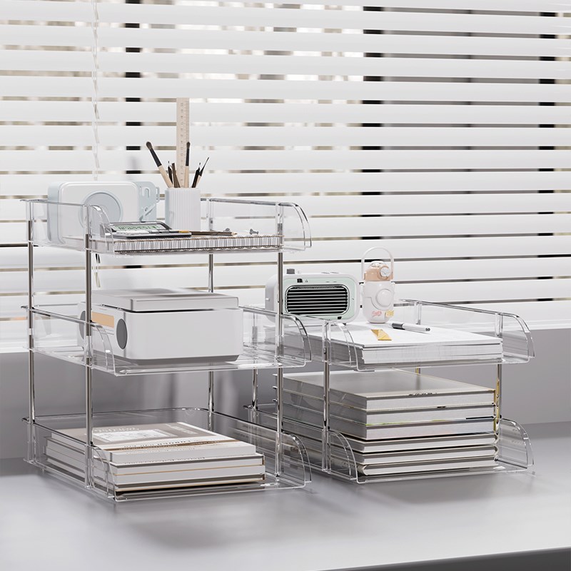 桌面文件整理置物架书本文具置物架A4文件书架亚克力空间利用神器