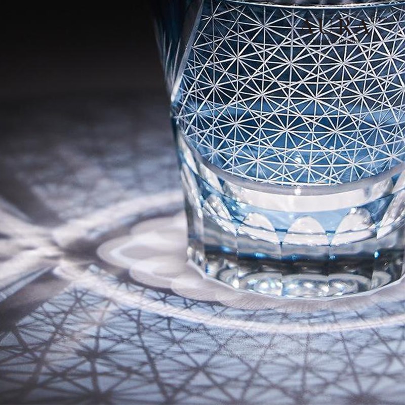 AURAS江户切子赤菊洋酒杯日式手工水晶玻璃杯洋酒杯威士忌酒杯