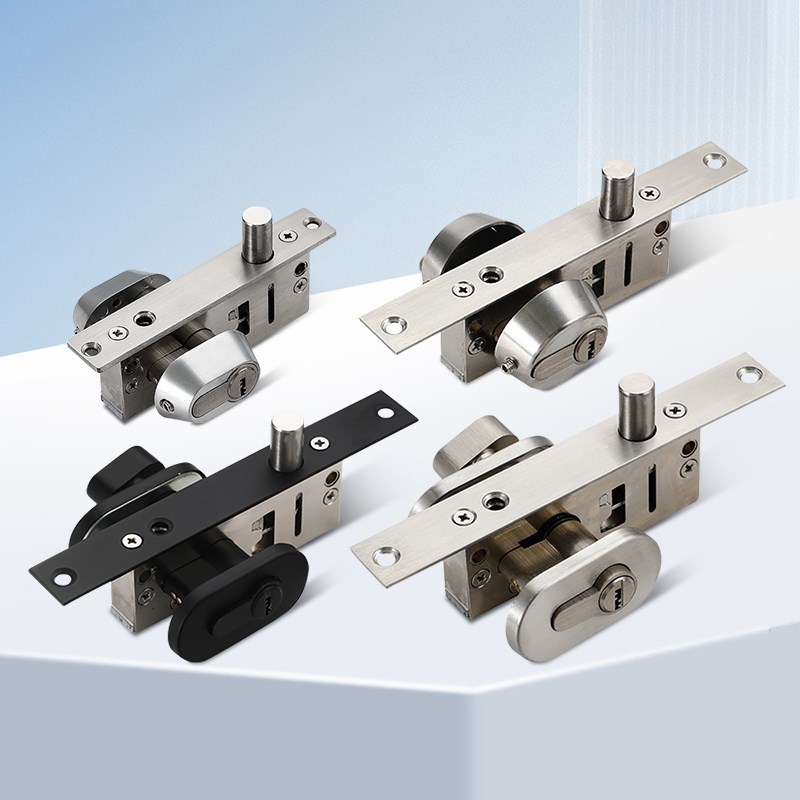 不锈钢门地插锁窄小有框玻璃门锁铝合金中锁地锁玻璃地弹门平开锁