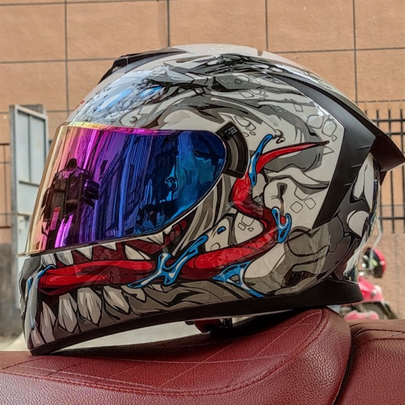 Gsb3C认证新型摩托车头盔男子双镜头双蓝牙电动车头盔全覆盖摩托