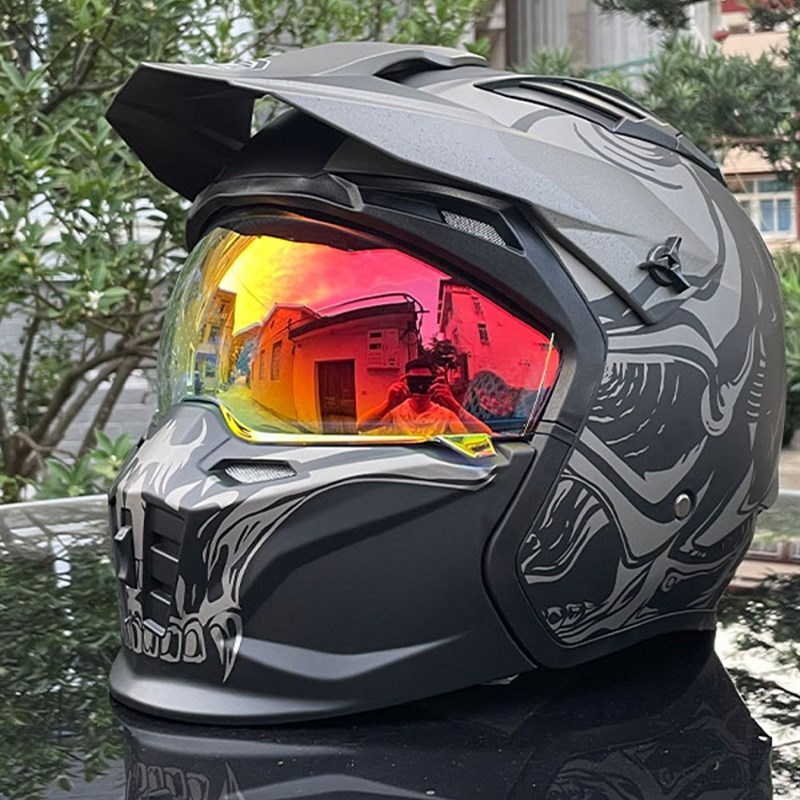 GSB新街霸摩托车头盔3C认证男女街车四季机车覆古头盔可拆卸组合