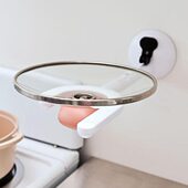 免打孔锅盖架壁挂台面吸盘塑料厨房置物架放日韩神器折叠式 旋转