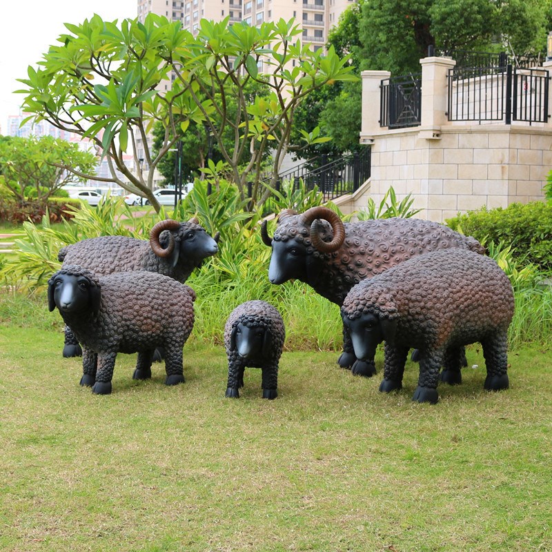 园林景观雕塑模型标本玻璃钢白色绵羊动物庭Q院花园摆件布置品