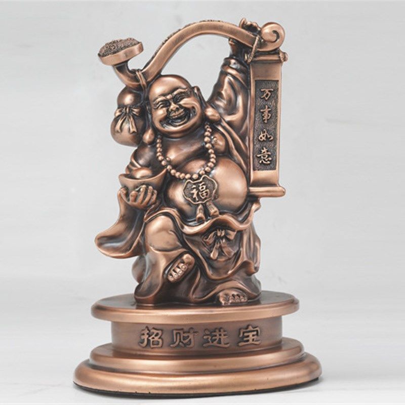 金属工艺礼品锌合金压q铸纯铜铅锡合金浇铸红铜笑罗汉和尚家居摆