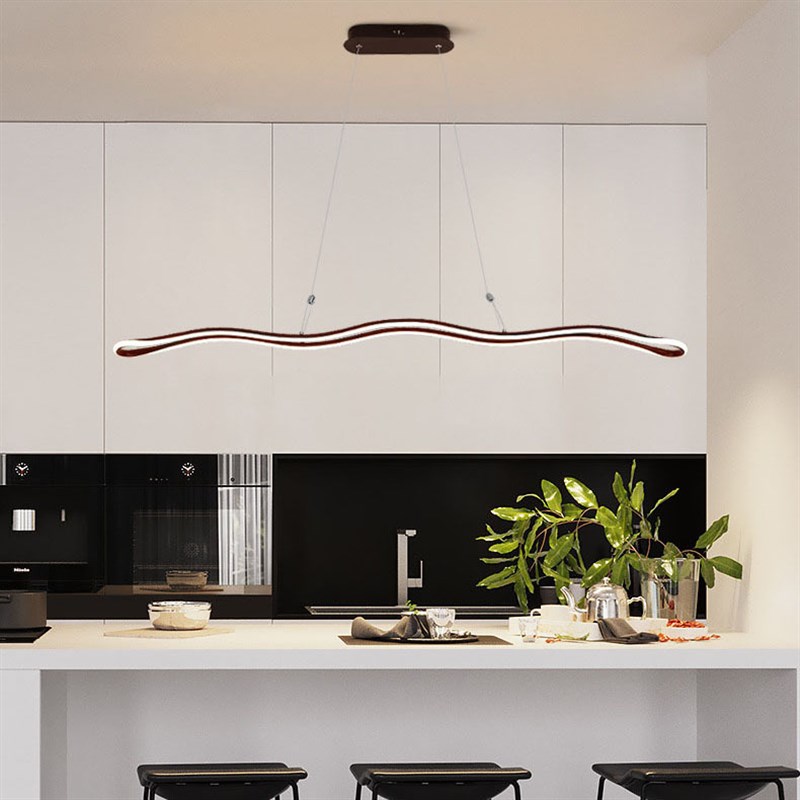 轻奢金色餐厅吊灯 n铝材线条灯极简约现代1.2米咖啡厅餐桌吧台吊