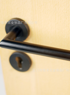 现货04拉丝不锈钢k直角空心门锁执手 哑黑色室内卧室房间5572门锁