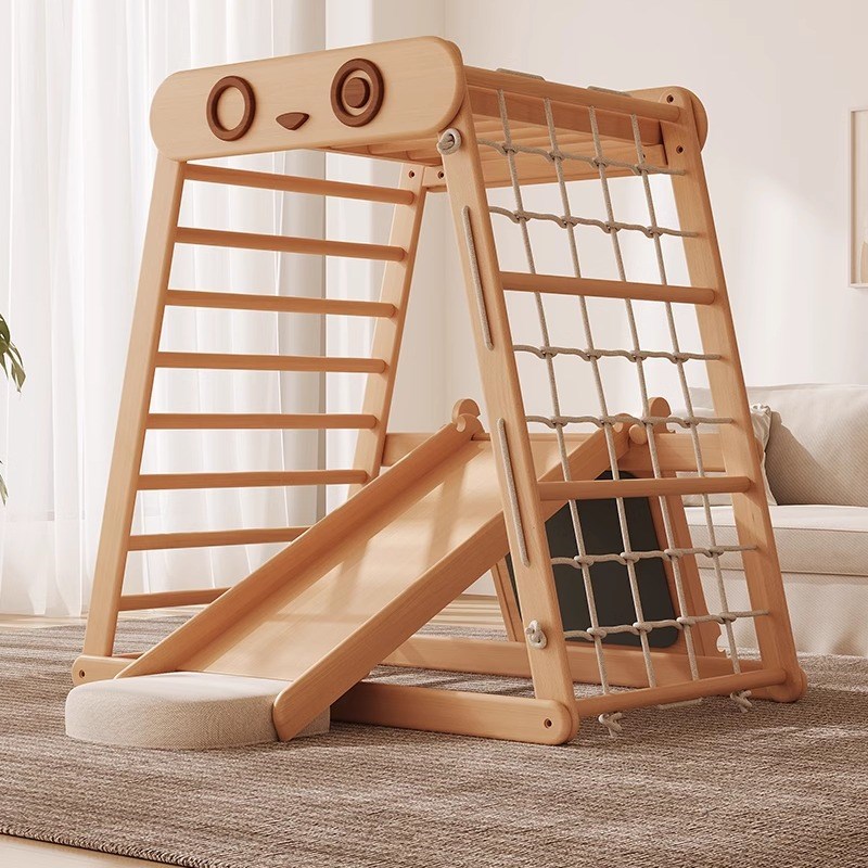 儿童帐篷游戏屋攀l爬架全实木榉木带滑梯攀爬架秋千吊环画板攀爬
