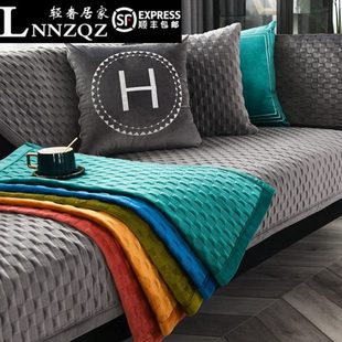 沙发垫北欧简约防滑客厅时尚 通用轻奢北欧皮套罩巾 布艺坐垫子四季