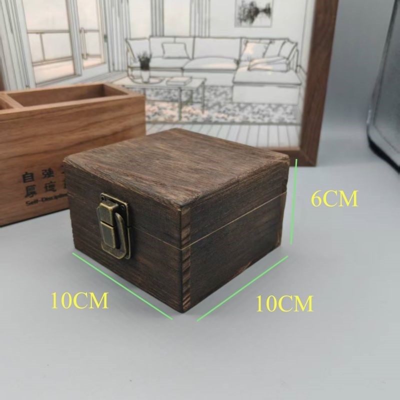 木盒长方形复古色实木收纳盒翻盖木制礼品O包装盒首饰盒木盒子