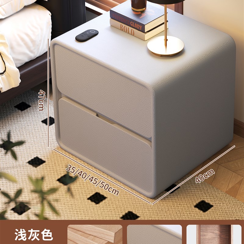 黑色床头柜现代简约20q25新款卧室床边柜实木置物收纳柜简易储物