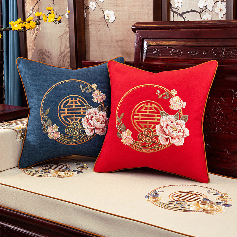 中式抱枕客厅红木沙发靠垫中国风刺绣花腰枕套床R头大靠背结婚靠,居家布艺,靠垫/抱枕,淘宝优惠券,粉丝福利购,淘宝优惠卷