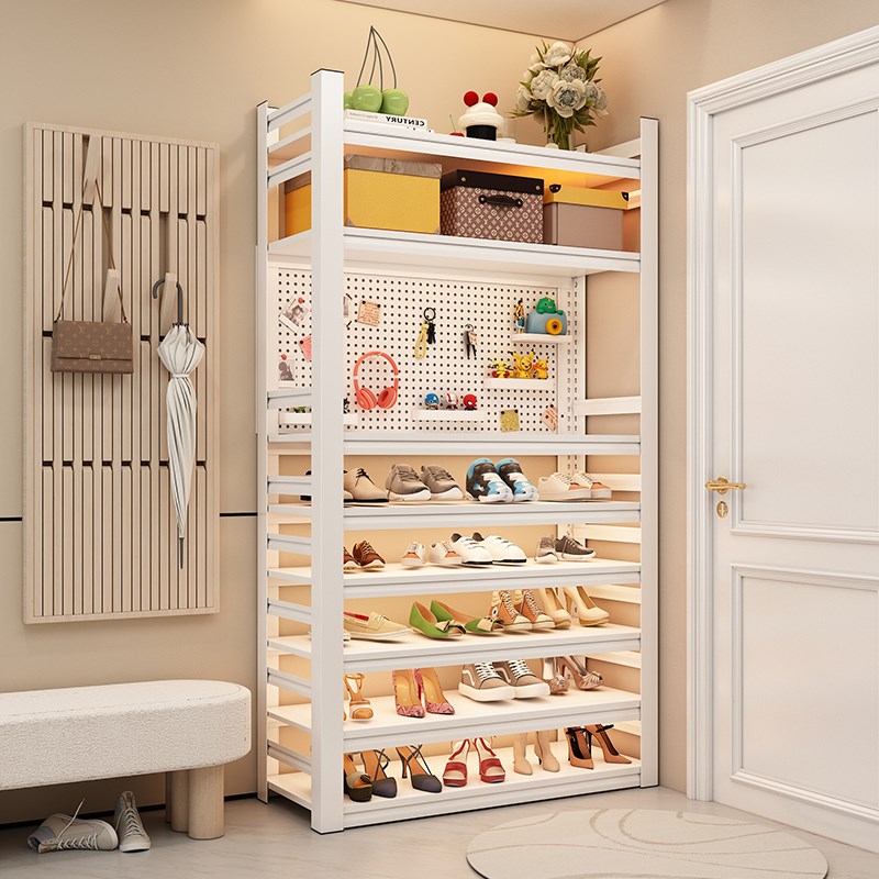 家用钢制鞋架门口l落地多层置物架铁艺收纳储物架入户玄关门后鞋