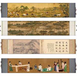鸟千里江花楼世名卷轴画山水茶挂画山大画十传图仿古清郎世宁百骏
