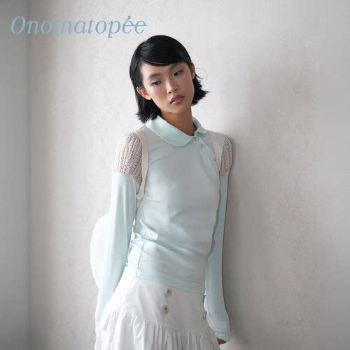 OTPe*薄荷波点娃娃领长袖POLO衫