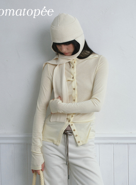 OTPé 高领纽扣天丝羊毛打底开衫 修身弹力上衣