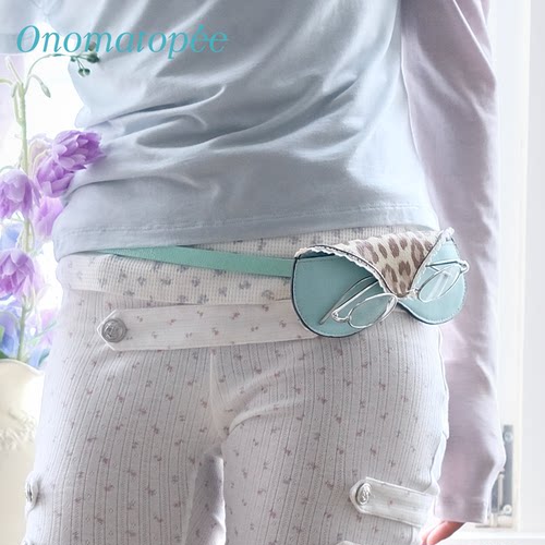 OTPe*豹纹薄荷绿眼镜袋细腰带