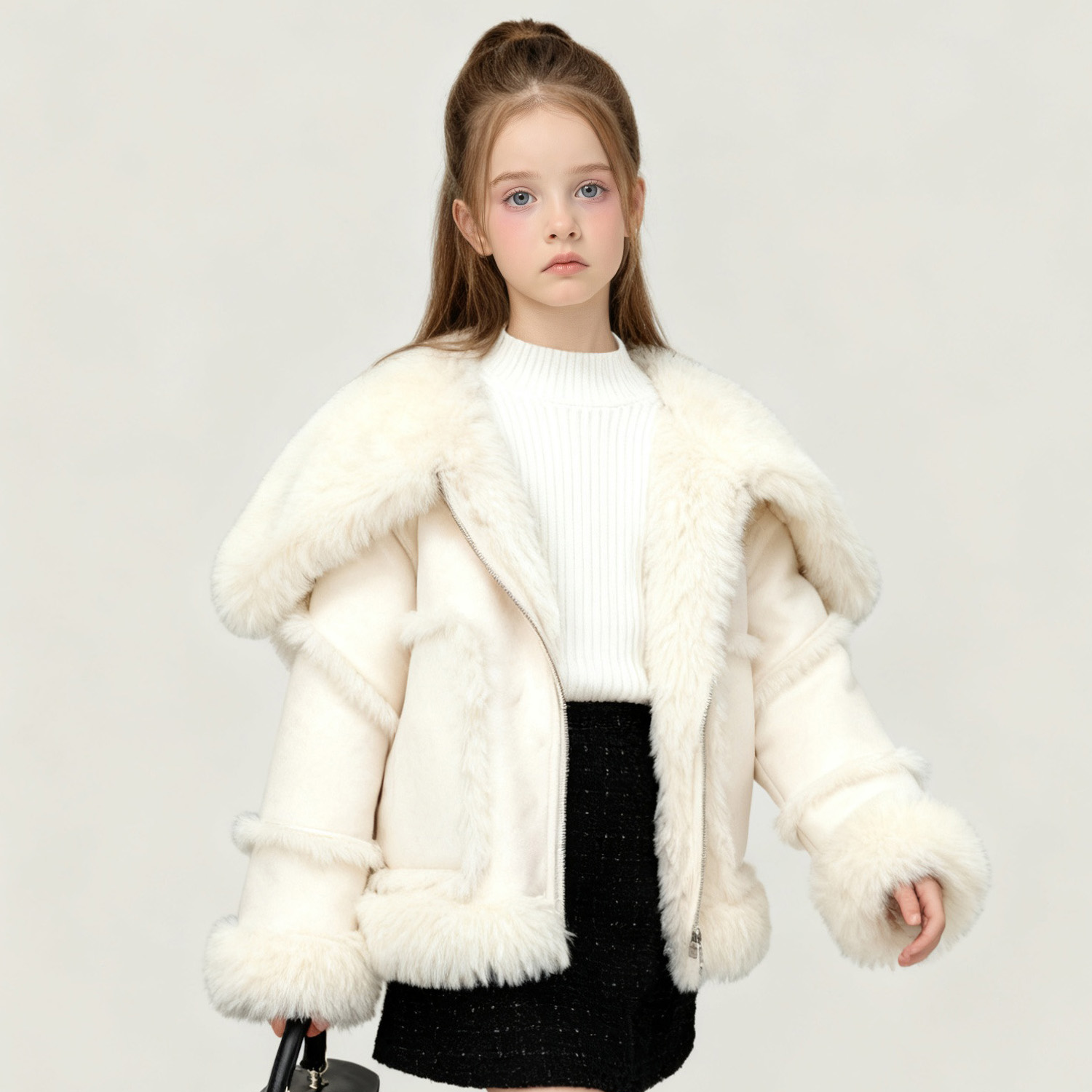 萌校长儿童皮草加厚外套