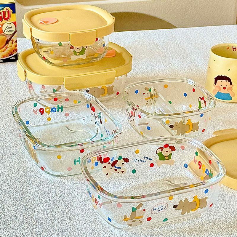 玻璃保鲜盒饭盒微波炉加热专用碗蒸煮上班族带饭餐盒分隔便当盒