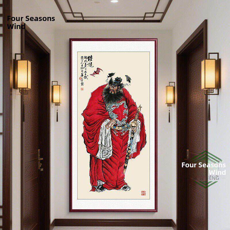 天师钟馗挂画玄关装饰画钟馗神像画像镇宅挂画中堂画伏魔图国画
