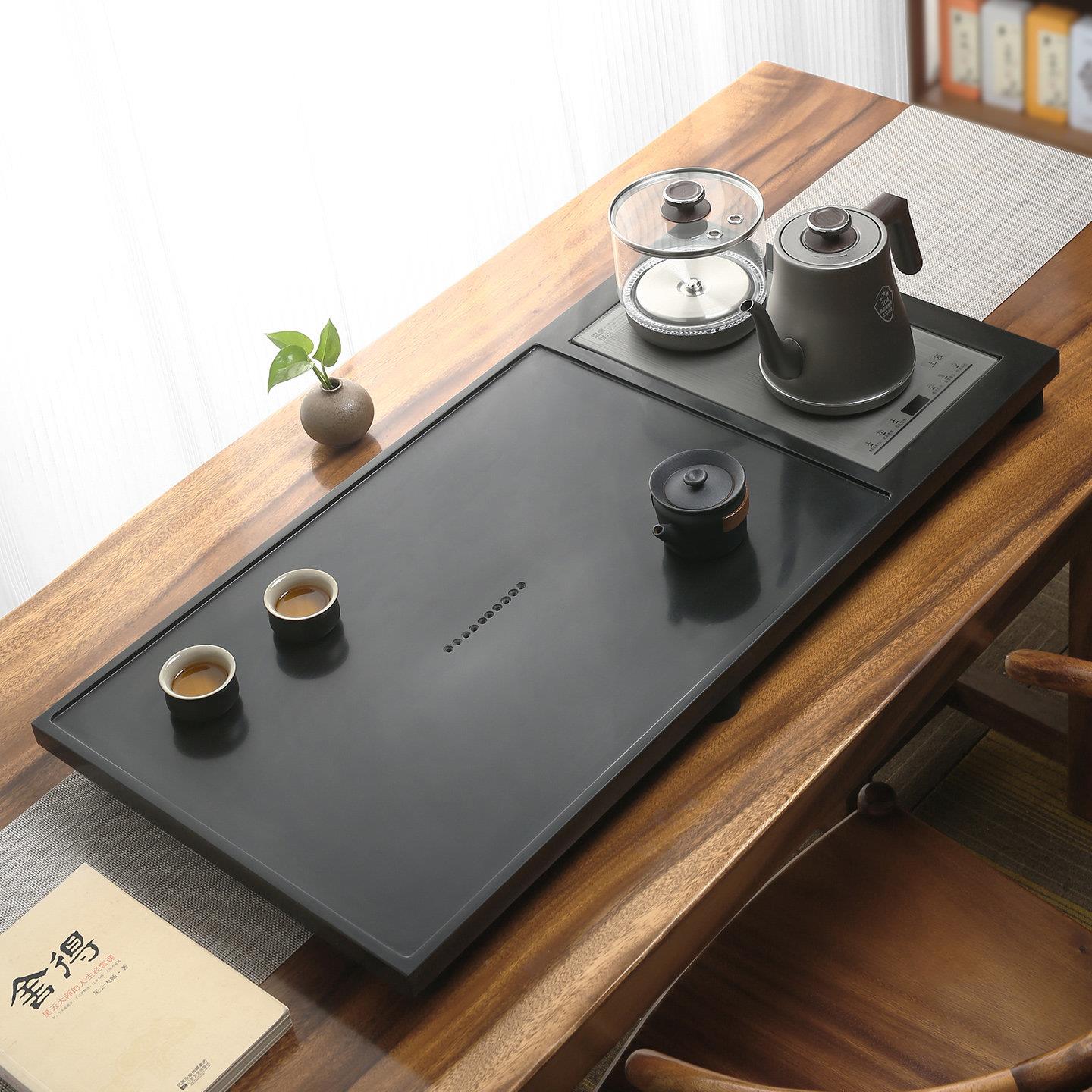 天然乌金石茶盘全自动套装一体 抛光 智能烧水壶上水茶具茶台整套