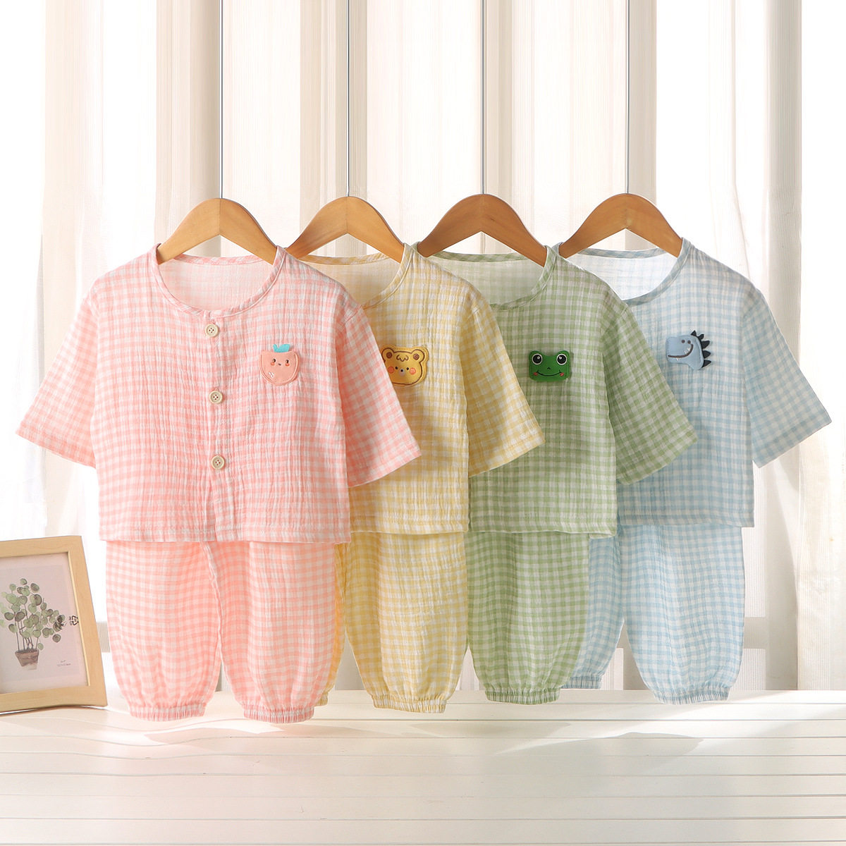 2026新款儿童睡衣套装夏季宝宝纱布婴幼儿童休闲家居服棉纱空调服