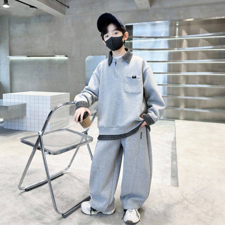 男童春秋款时尚套装新款中大童休闲运动韩版洋气学院风潮流