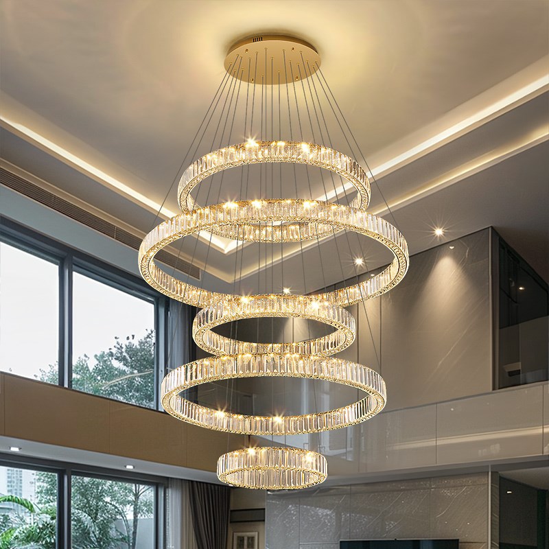 别墅覆式楼大吊灯客厅灯挑空楼y梯轻奢水晶楼中楼灯广东中山包安