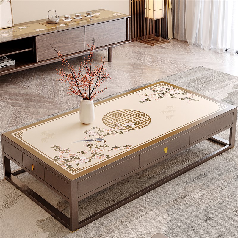 茶几电视柜组合桌布2021新款中式实G木红木复古茶几桌垫子防水防