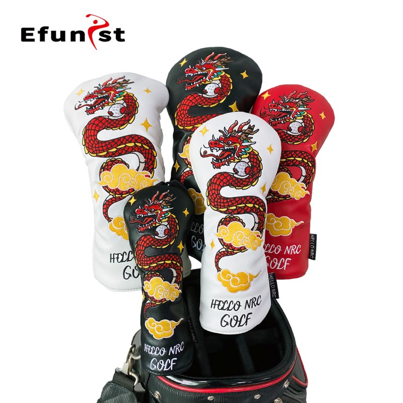 高尔夫杆头套新款木杆套中国龙球杆保护套通用一号木GWOLF礼物杆
