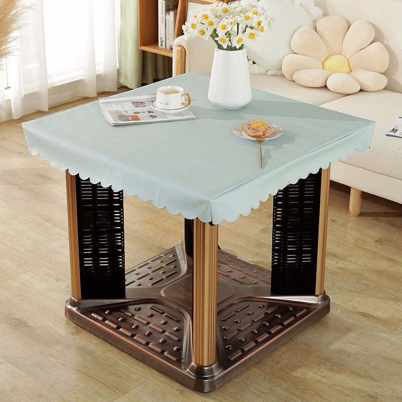 新款烤火罩皮套防水防油免洗茶几桌布餐桌垫正方形桌罩套PVC台布