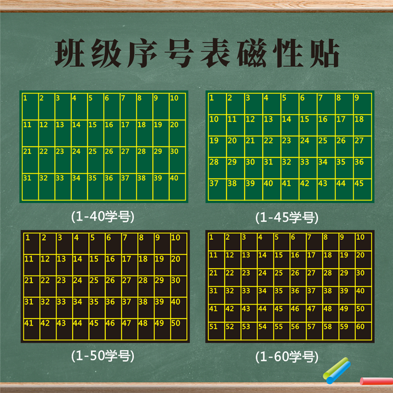 磁性学号表黑板贴教室班级管理学生座位个人积分表磁力贴定做一日