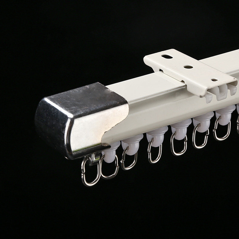 铝合金窗帘直轨道静音滑轨双轨单轨道滑轨罗马杆窗帘杆顶装侧装