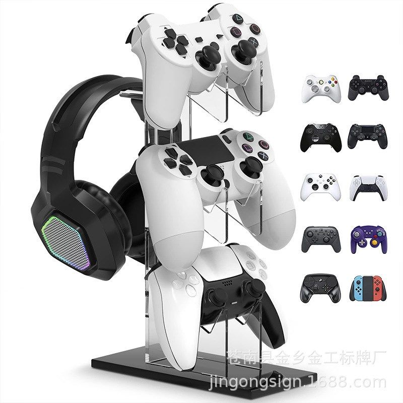 跨境亚克力三层游戏手柄耳机展示架PS4无线收纳架控制器展示支架
