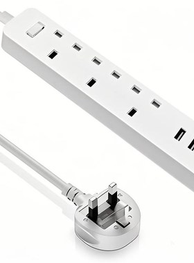 全新白色带开关大英规多位扩展电源USB快充插排便携智能3孔拖线板