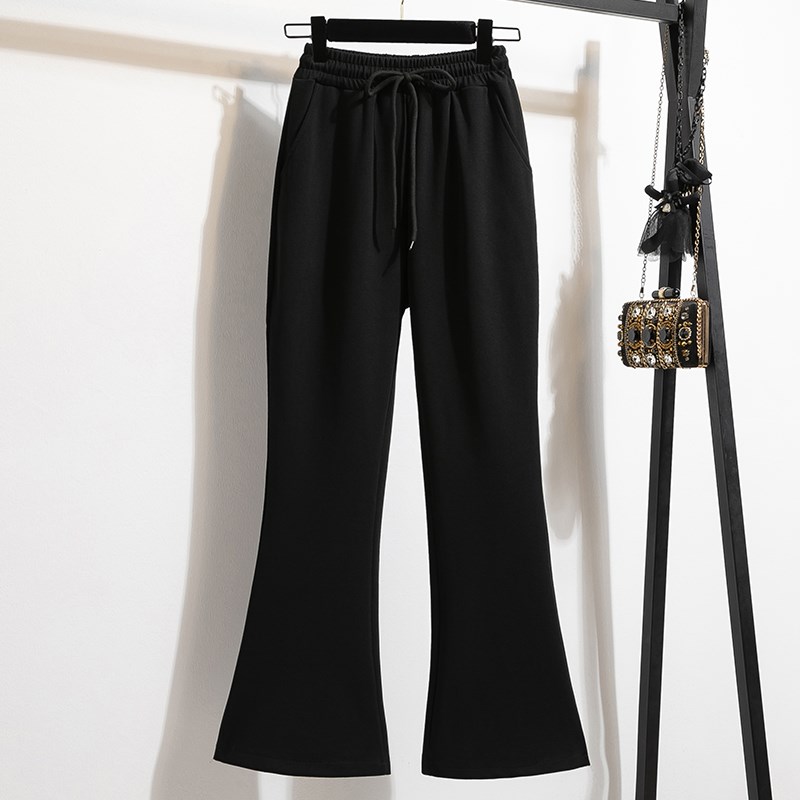 微喇运动裤女春秋2024年新款大码高腰显瘦休闲小个子美式喇叭卫裤