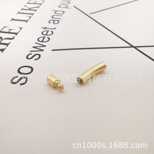 K金珠配件K金2mm皮绳手链弹簧扣压力扣Au585手链扣