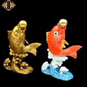 宏达 鲤鱼跃龙门家居玄关铜鱼礼品摆件 黄铜彩绘你年年有余