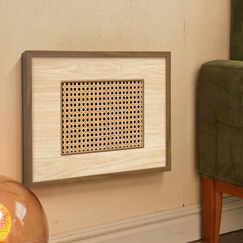 原木风弱电表箱装饰画2025新款藤编遮挡画光纤盒多媒体箱遮丑挂画