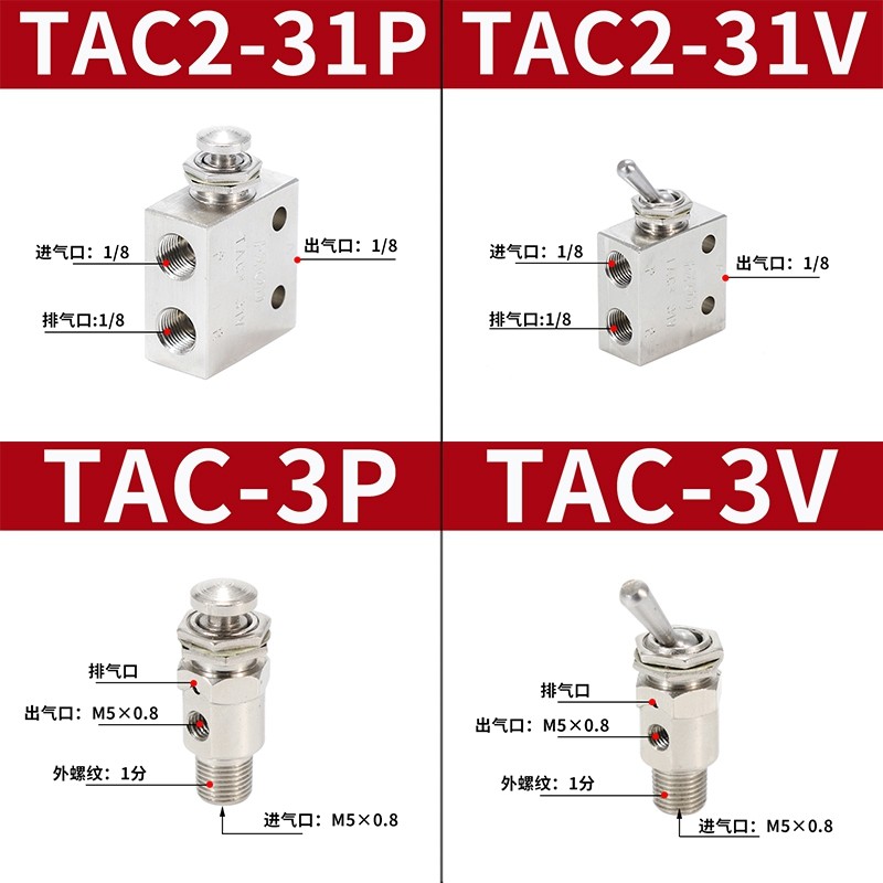 小金井机械气动开关按钮空气手动排气钮子阀 TAC-MVHA-3P 31V 31P