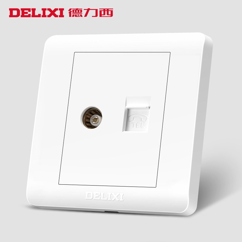 德力西86型电视电话插座家用有线电视和电话组合面板暗装墙壁开关