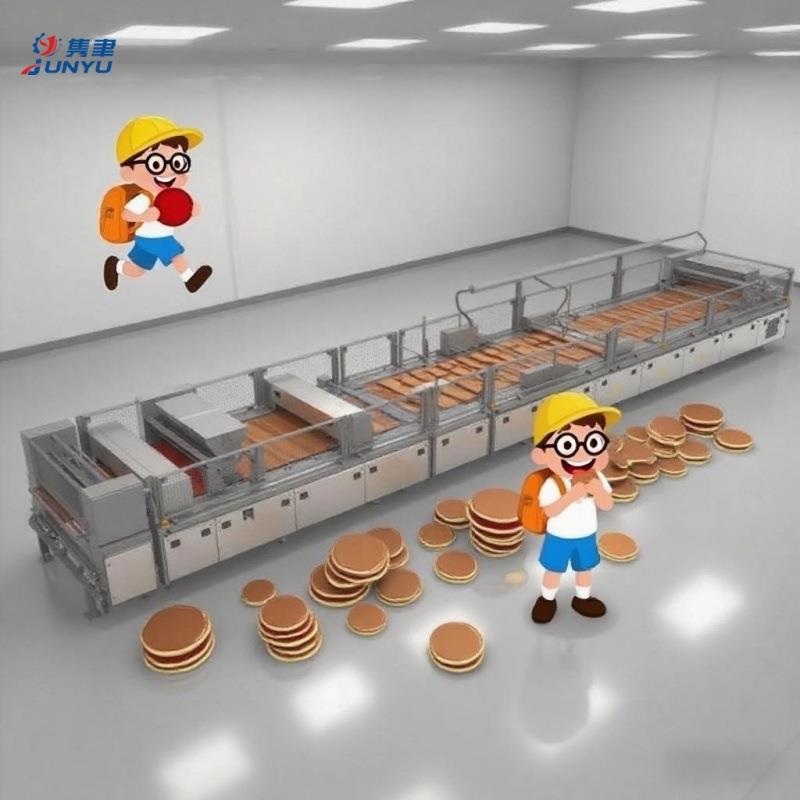 全自动原味鸡蛋糕多种夹心休闲下午茶铜锣烧生产线厂家直销