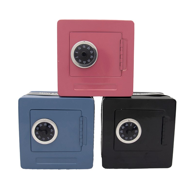 新防火储物盒带锁小收纳铁盒家用证件H保险箱小型迷你钱箱手提保