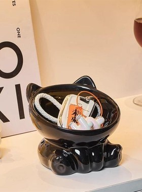 轻奢陶瓷a入户玄关钥匙收纳摆件门口鞋柜托盘置物架放钥匙的收纳