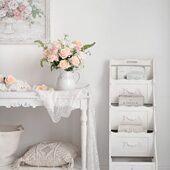 抽屉柜首饰卧室少女梳妆台柜润白色翻盖欧式 玻璃家居家斗轻奢 法式