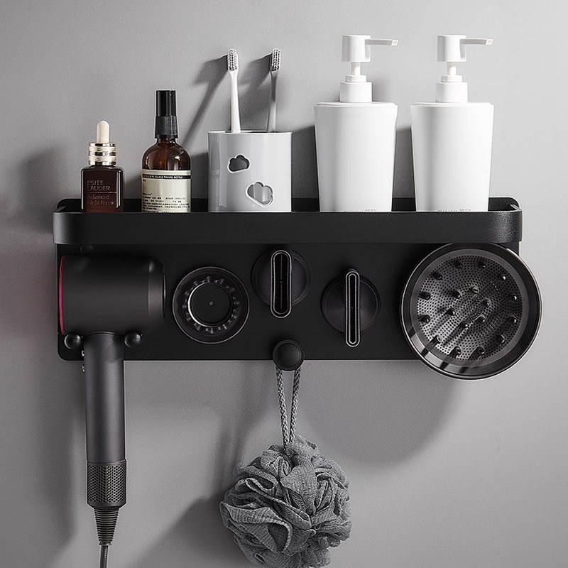吹风机支架免打孔l放置架浴室厕所化妆室吹风机筒收纳层架置物架