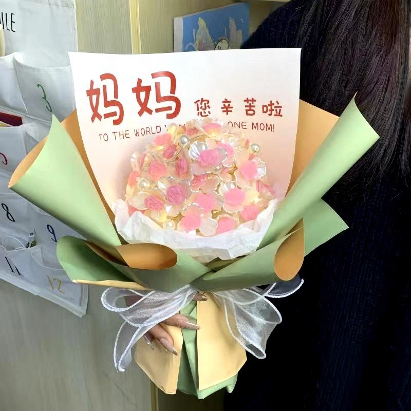 38mm玉兰花三叶花瓣q 白色花片散珠仿珍珠手工串珠材料母情节礼物