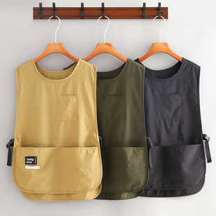 简约家用厨房马甲围裙新款 工作服男女餐饮耐脏工作服S定制logo印