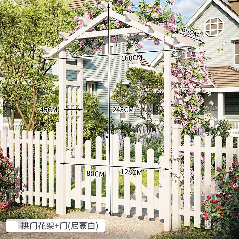室外入户拱形门花架n庭院阳台门口防腐木花箱花园拱门葡萄爬藤架